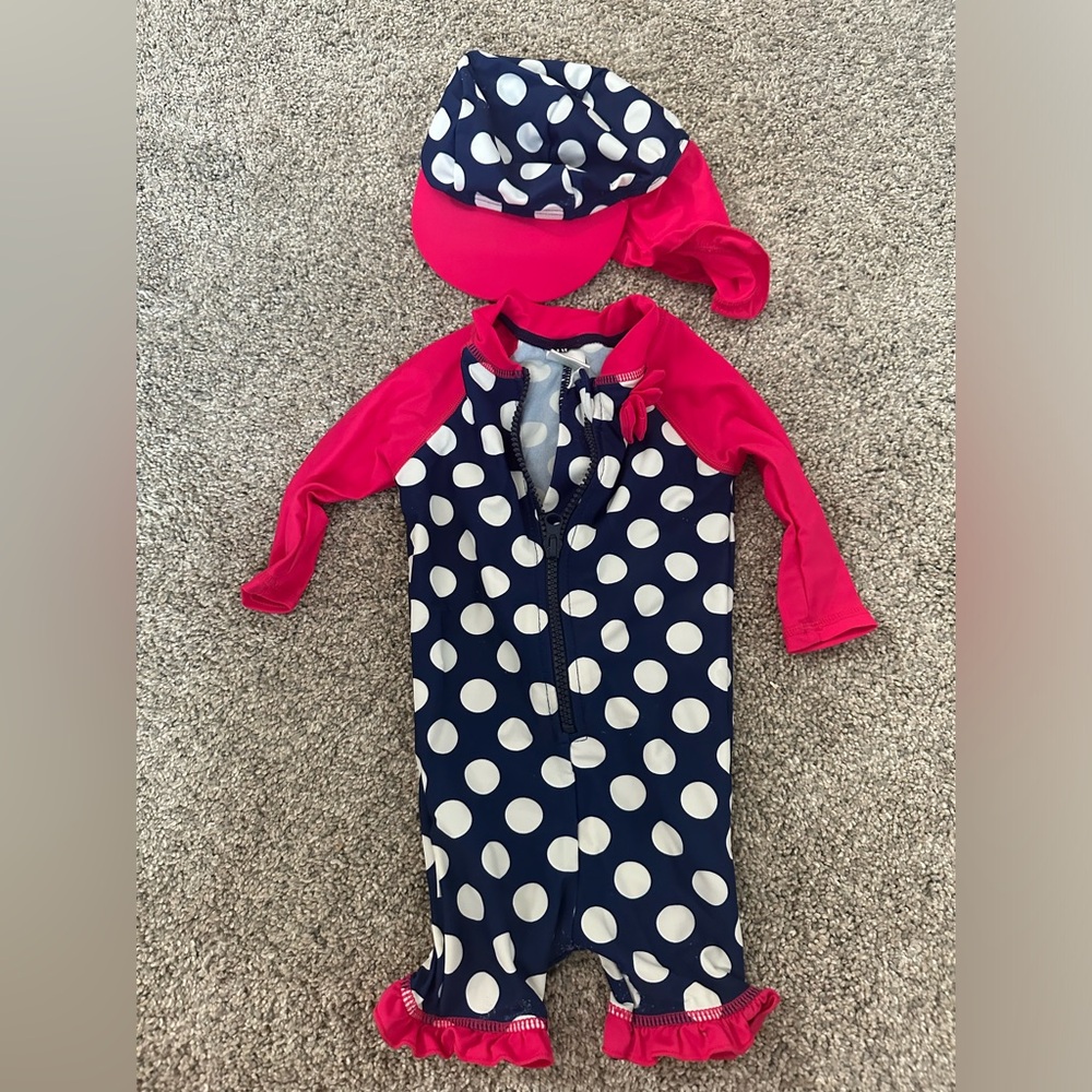 Baby girl full body swim with hat